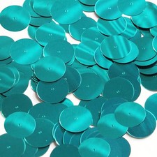Round Flat Sequin 20mm Center Hole Teal Turquoise Metallic. Made in USA