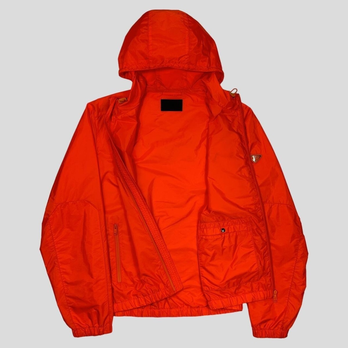 【送料&関税込】Prada Orange Re-nylon Windbreaker Prada Milano 2019 Laminated Orange Nylon K-way Windbreaker