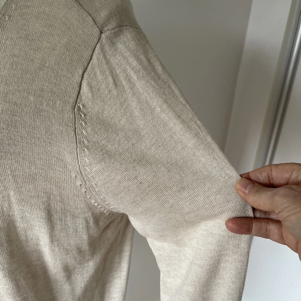 Tu Longline Cardigan Size 14 Natural Ecru Beige Viscose/Linen Blend Elegant - Image 3 of 4