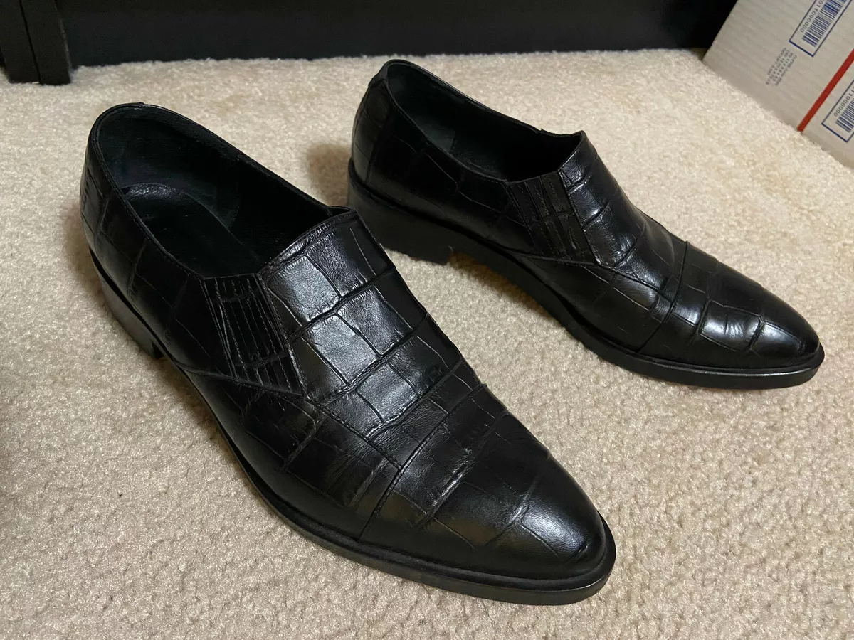 JENNI KAYNE black CROC EMBOSSED dress shoes oxfords flats Size 9.5