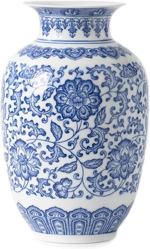 Blue and White Vase, Blue Vases Home Décor, Chinoiserie Vase, Blue and White Por