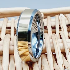 Gold Tungsten Ring Her High Polished Tungsten Wedding Band Silver Tungsten Ring