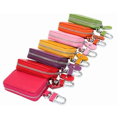 Multifunctional Genuine Leather Car Key Case Wallet Card Holder For Men Women