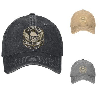 Still Kicking Old Geezers Club Funny Skull Retirement Joke Cotton Dad Hat