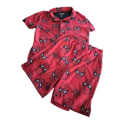 Spiderman Pajama Set Boys SZ 10 Marvel 2 Pc PJs Short & Matching Top