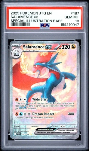 2025 POKEMON JTG EN-JOURNEY TOGETHER #187 SALAMENCE EX PSA 10