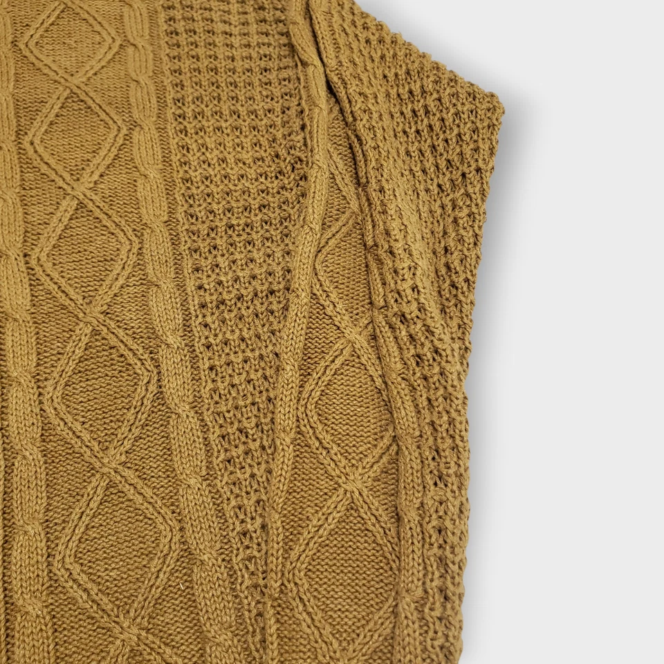 Vtg Structure Cable Knit Crewneck Sweater Toffee Brown Sz XL Fisherman 90s Cosby - Image 3 of 4