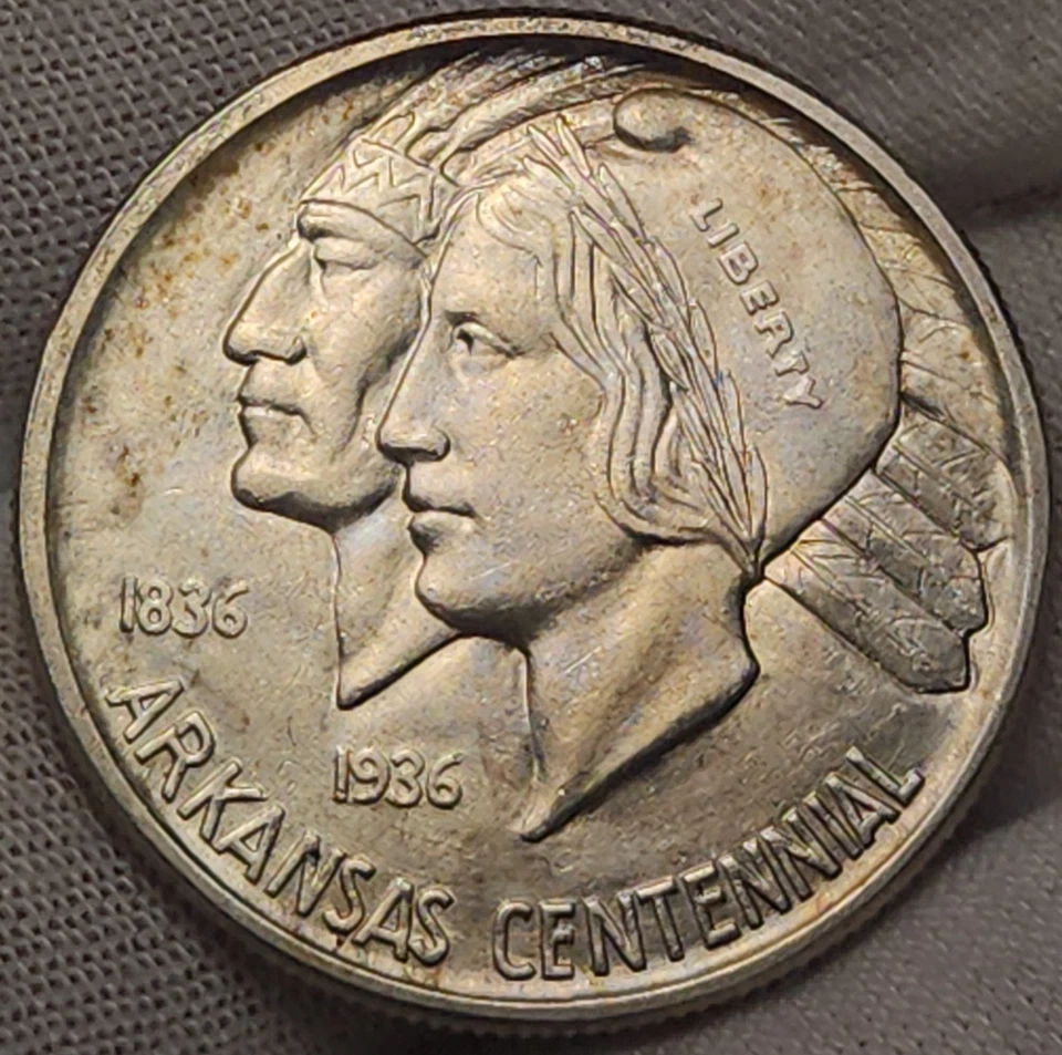 1938-D Arkansas Commemorative Half Dollar, Low Mintage Of 3,155, Unc BU, CH~ARK1 - Image 2 of 4