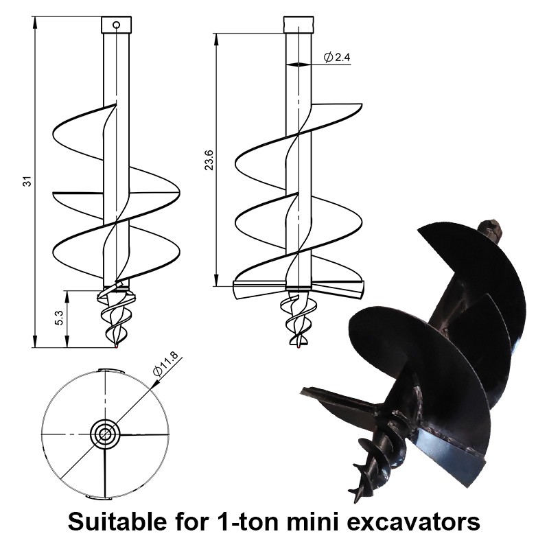 Rake Ripper 9PCS Mini Excavator Attachments Buckets Rake Ripper Auger Grapple Kits ...