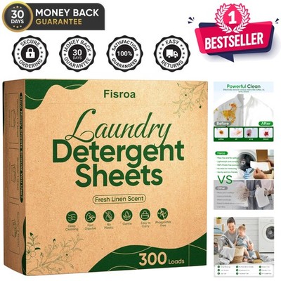 Travel Laundry Detergent Sheets  300 Loads Eco-Friendly Washing Detergent Sheets