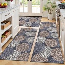 Boho Kitchen Rugs Sets 3 Piece with Runner Floral Kitchen Floor Mat Carpet Fa...