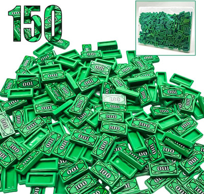 150PCS 100 Dollar Bill Bank Cash Minifigure, Green Money Tile Accessories for Bu