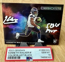 2022 Obsidian Color Blast Kenneth Walker III PSA 10 Hard Signed Inscription 1/1