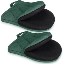 1 Pair Short Oven Mitts - Silicone Kitchen Oven Gloves High Heat Resistant 500℉,