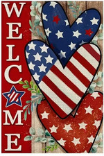 Love Hearts Valentines Day Garden Flag 12X18 Inch Double Sided Outside, Welcome