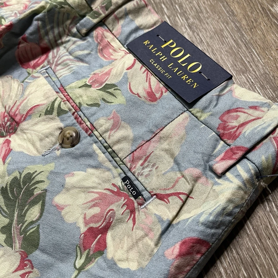 Nuevo con etiquetas Polo Ralph Lauren Hombres Pantalones Cortos Oxford Calce Clásico Newport Floral Hawaiano Foto 3 de 4