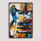 Vintage Abstract Guitar Shaped Music Tin Metal Signs Home Décor 8x12