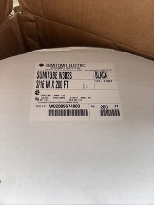 NEW SUMITOMO SUMITUBE B2 BLACK FLEX POLYOLEFIN HEAT SHRINK TUBING 3/16'' X 200'