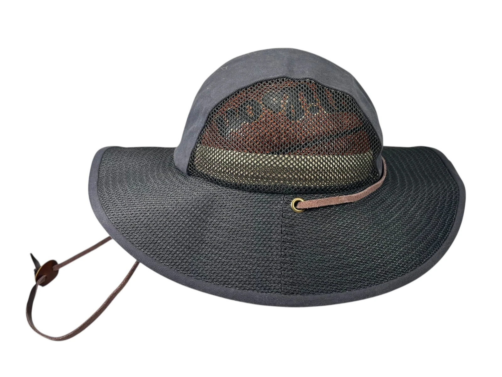DULUTH TRADING CO Gray/Mesh CANVAS VENTED SUN HAT Wide-Brim HIke Sz S