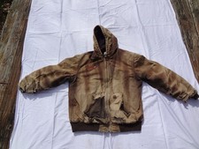 Brown Carhartt farmers Jacket Size XL Tall heavily distressed