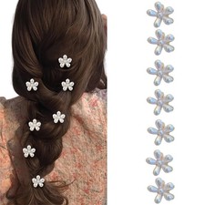 7 PCS Pearl Mini Claw Clips Daisy Floral NonSlip Women Girls Small Bangs Pins