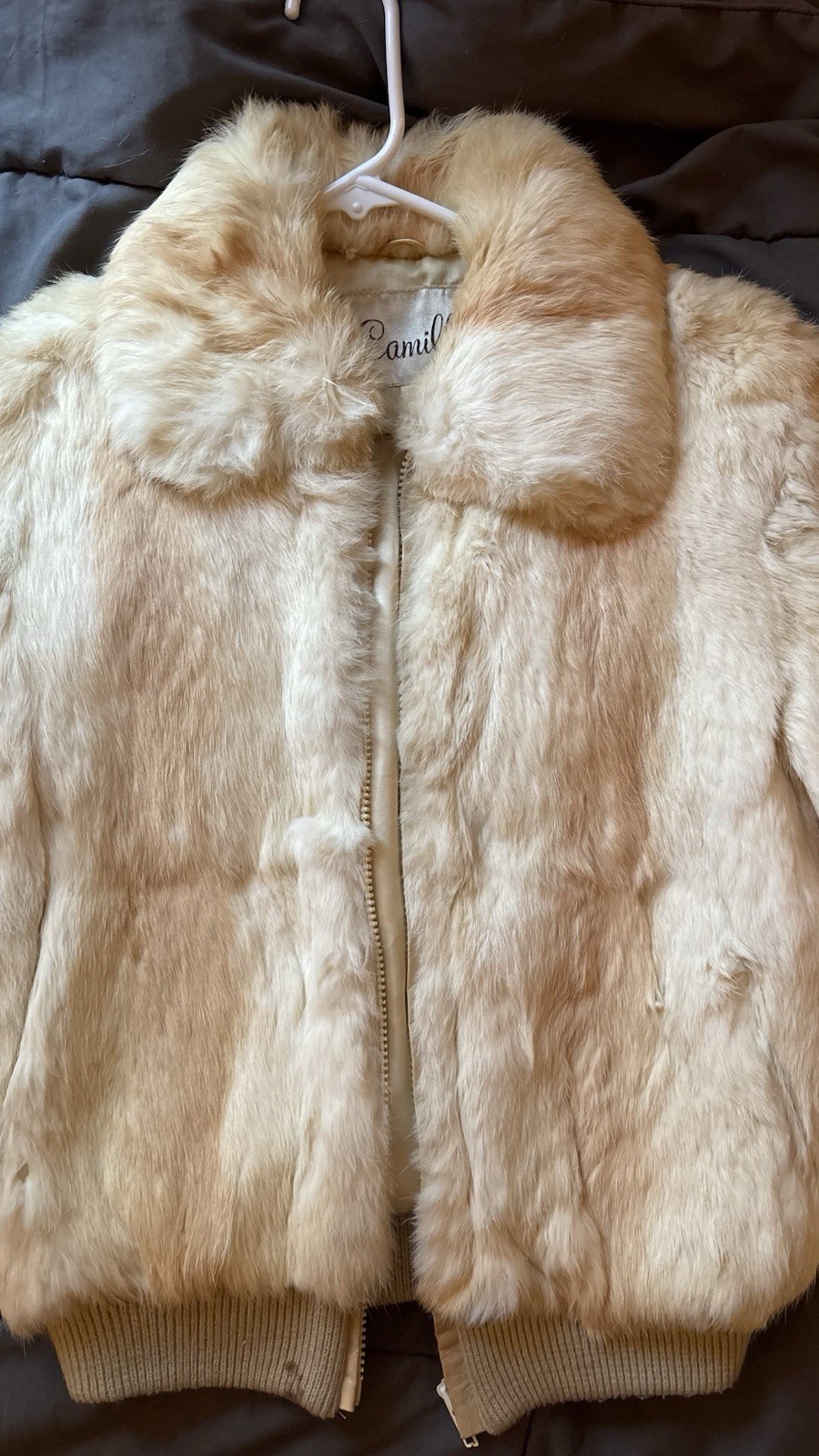 Camille Rabbit Fur Coat Jacket Genuine Fur Medium White