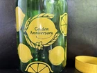 Vintage Anchor Hocking Jar Lemon Green Glass with Lid GOLDEN ANNIVERSARY EDITION