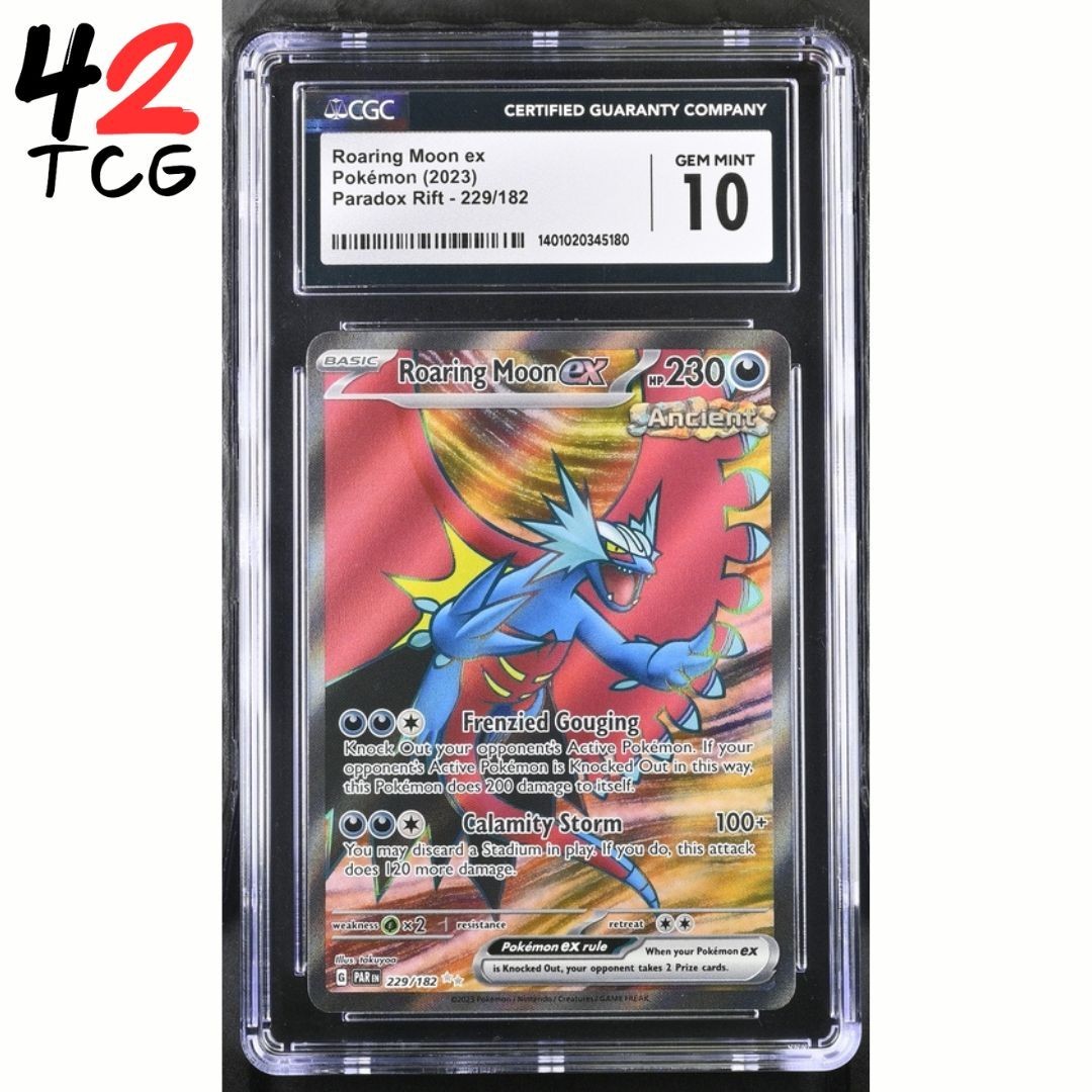 CGC Gem Mint 10 Roaring Moon ex 229/182 Pokémon Paradox Rift PAR