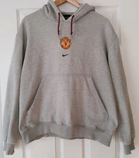 Men's Vintage Manchester United Y2K Nike Center Swoosh Hoodie Soccer- Large READ