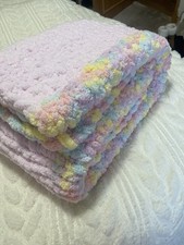 Handmade Wool Knitted Blanket Chunky Knit  150 Cm X 105 Cm Pastel  Colour