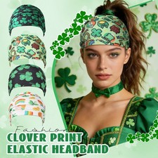 4Pcs Women Clover Embroidered Headbands Elastic Breathable for St. Patrick's Day