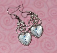 Silver Heart Shaped Frozen Olaf Fashion Earrings Shepherd Hooks Dangle