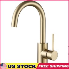 Single Handle Brushed Gold Sink Faucet 360 Degree Swivel Bar Prep Faucet New