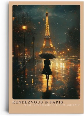 Rendezvous in Paris   Romantische Nachtaufnahme mit Eiffelturm, Regen und