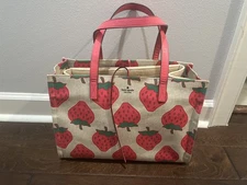 Kate Spade STRAWBERRY MEGA SAM Canvas Tote Picnic Perfect With Insert