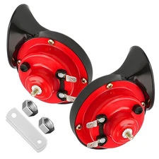 2 PCS 12V Loud Car Horn Waterproof Snail Electric Horn 300DB High Tone Red
