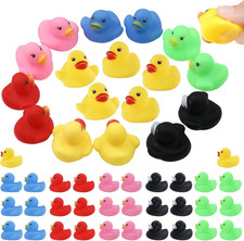 50 Pack Multicolor Mini Rubber Ducky Float Ducks Baby Bath Toy, Great for Jeep D