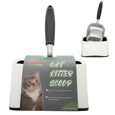 Heavy Duty Cat Litter Scoop with Holder - All Metal Cat Litter Scooper with H...