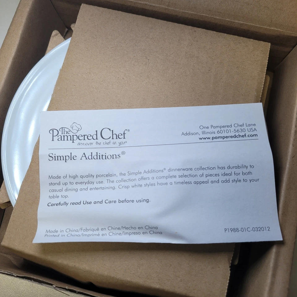 The Pampered Chef 3061 Appetizer Plates Set of 4 White Porcelain Simple Addition - Image 4 of 4