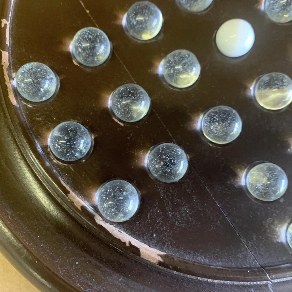 The Classic Collection Wooden Solitaire Game with Glass Marbles ~ EXCELLENT - Image 2 of 4