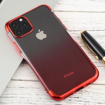 iPhone 11 Pro Max Transparent Farbverlauf Anti-Drop TPU Wasserdicht Handyhülle Rot 