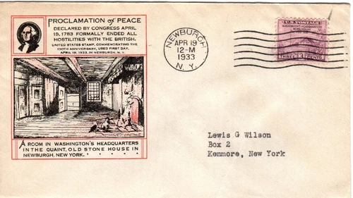 #727 Washington Headquarters Newburgh NYHarry Ioor cachet First Day cover