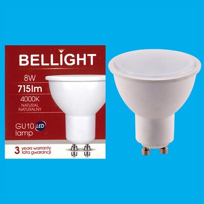 8x 8W LED GU10 Bellight 4000K kaltweiß, Instant On, Spot Glühbirnen Lampen