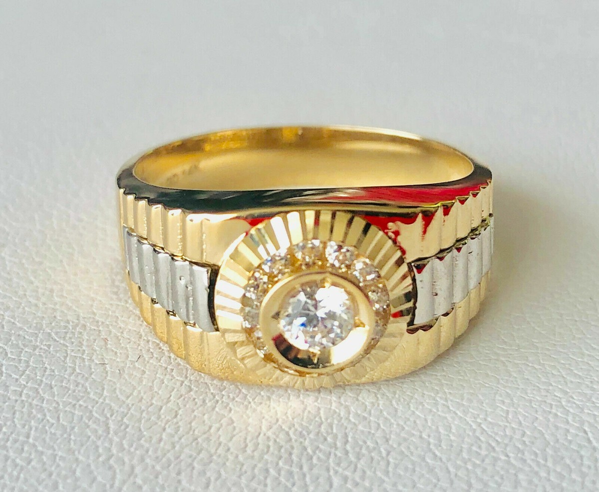 Men's 14k Yellow Gold CZ Cluster Rolex Design UK