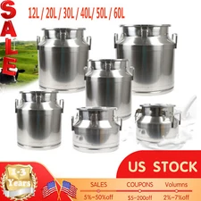 12L/20L/30L/40L/50L/60L STAINLESS MILK CAN PAIL BUCKET JUG OIL BARREL CANISTER
