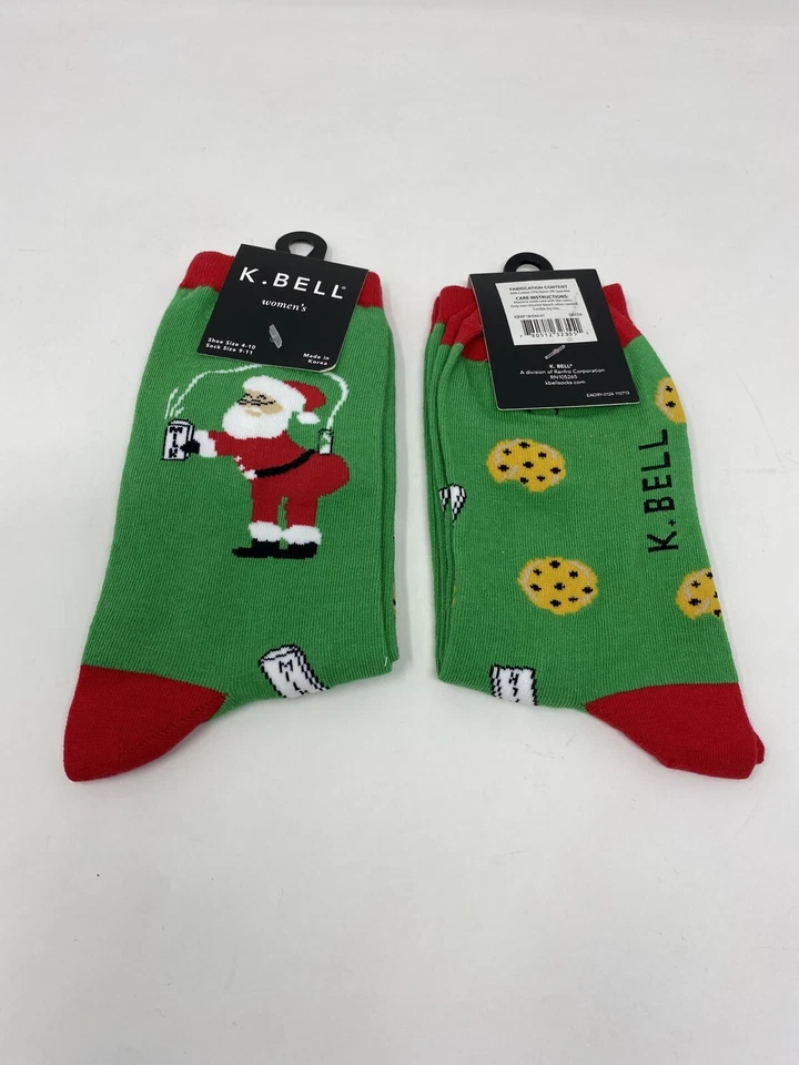 Calcetines 2 K Bell para mujer leche y galletas - divertidos Navidad se adapta a zapatos talla 4-10 Foto 2 de 2