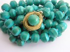 Vintage VOGUE Signed Bird Nest Turquoise Banded Bead Necklace Mutli Strand 22" — photo 6