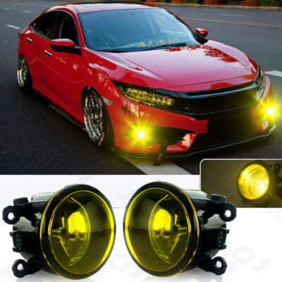 For Acura Honda Ford Nissan Golden Yellow w/ H11 Bulbs Fog Lights Replacement