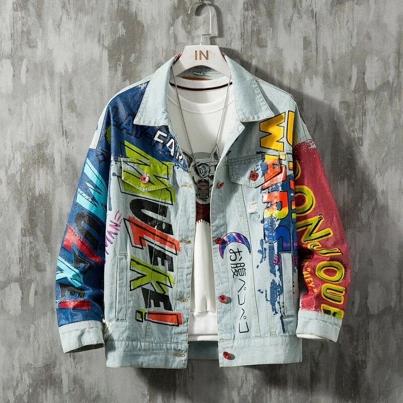 Printed jeans deals jacket