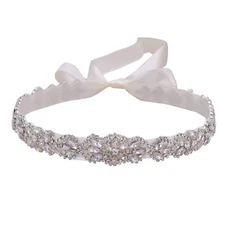 Rhinestone Wedding Belt Bridal Sash for Dresses Bridesmaid Silver Plus Size